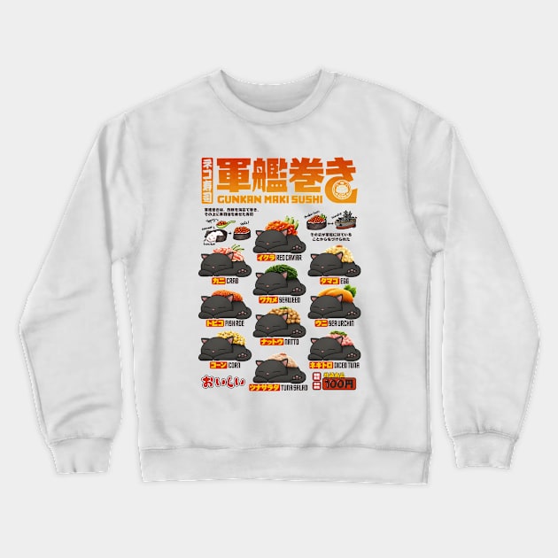 Cat Sushi Gunkan Sushi Menu Crewneck Sweatshirt by Takeda_Art